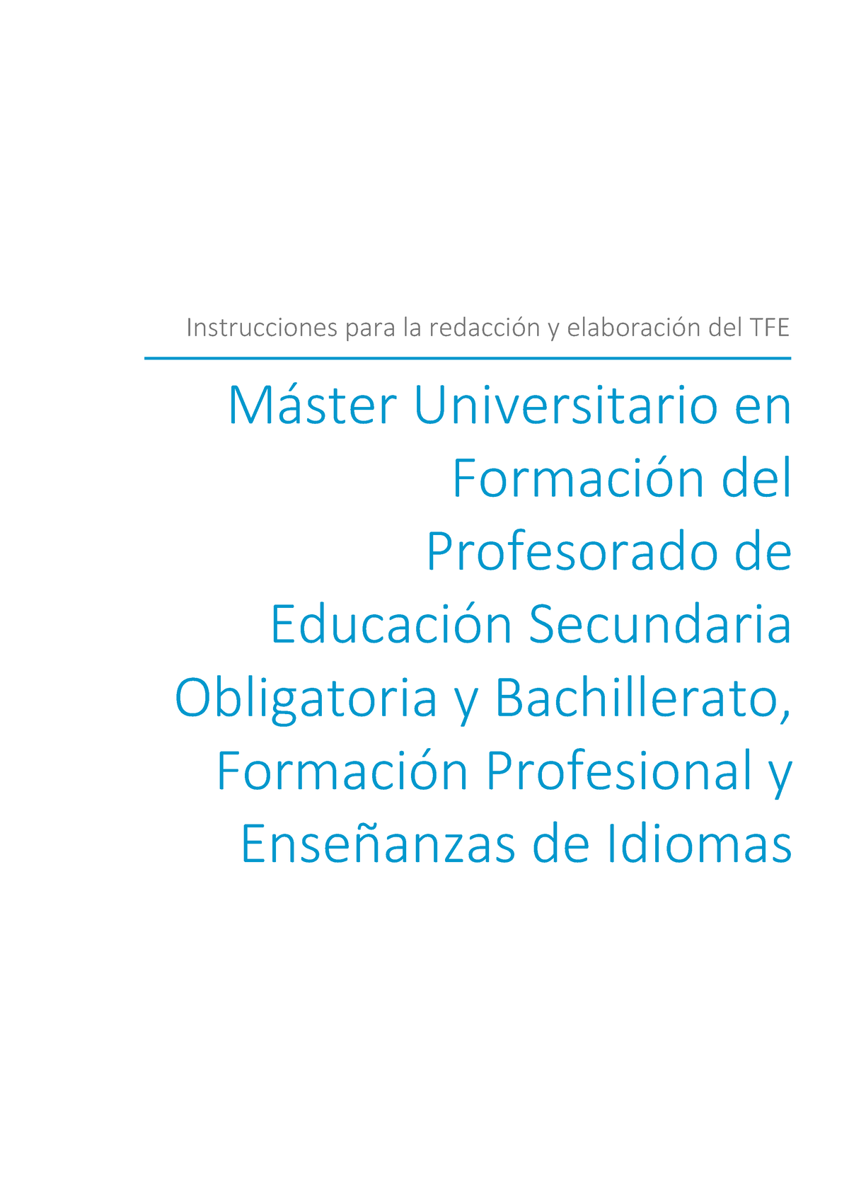 Instrucciones TFM - Máster Universitario En Formación Del Profesorado ...