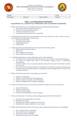 CFAS Quiz - Theories - Quiz #3: CFAS A Statement Of Financial Position ...