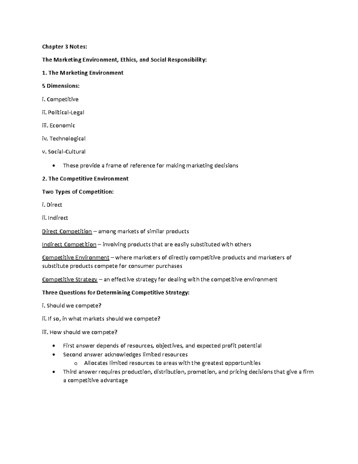 Contemporary Marketing Chapter 3 Notes - Chapter 3 Notes: The Marketing ...