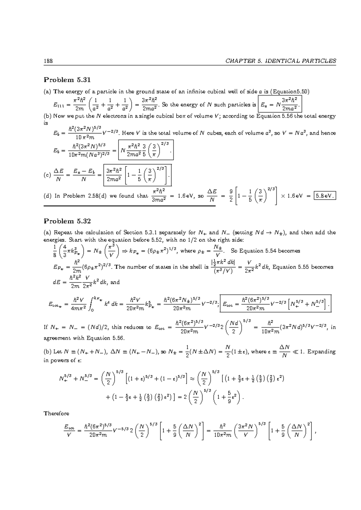 EP455 Study Material 188 - 188 CHAPTER 5. IDENTICAL PARTICLES Problem 5 ...