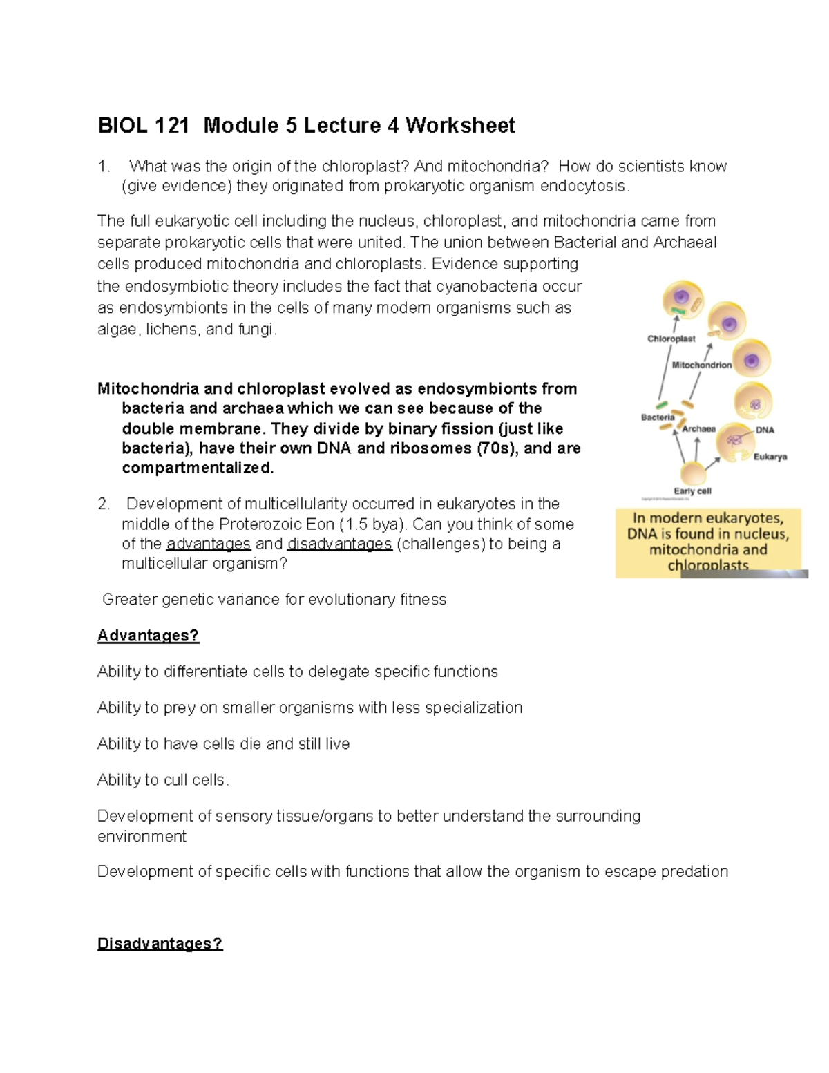 BIOL 121 Module 5 Lecture 4 - BIOL 121 Module 5 Lecture 4 Worksheet 1 ...