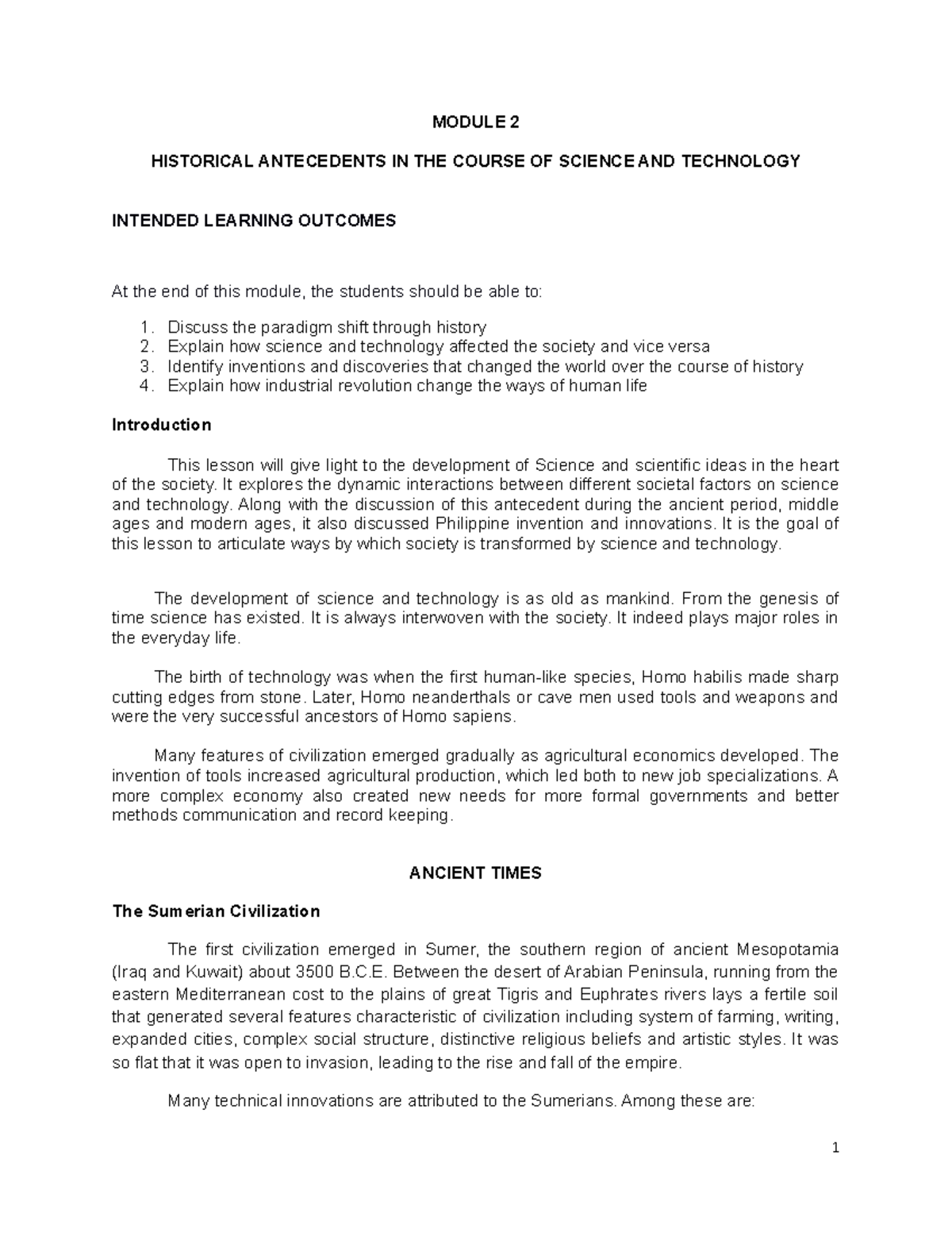 Module 2 Sts - To Learn More - Module 2 Historical Antecedents In The 