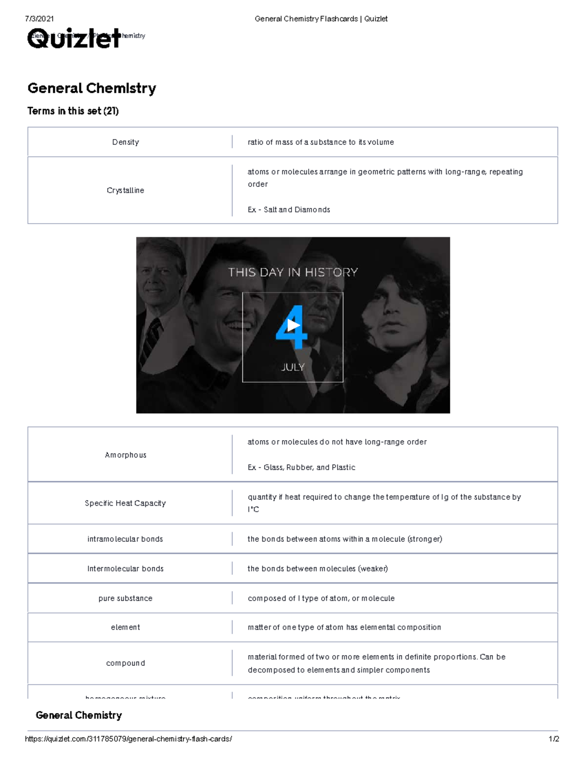 General Chemistry Flashcards Quizlet - 7/3/2021 General Chemistry ...