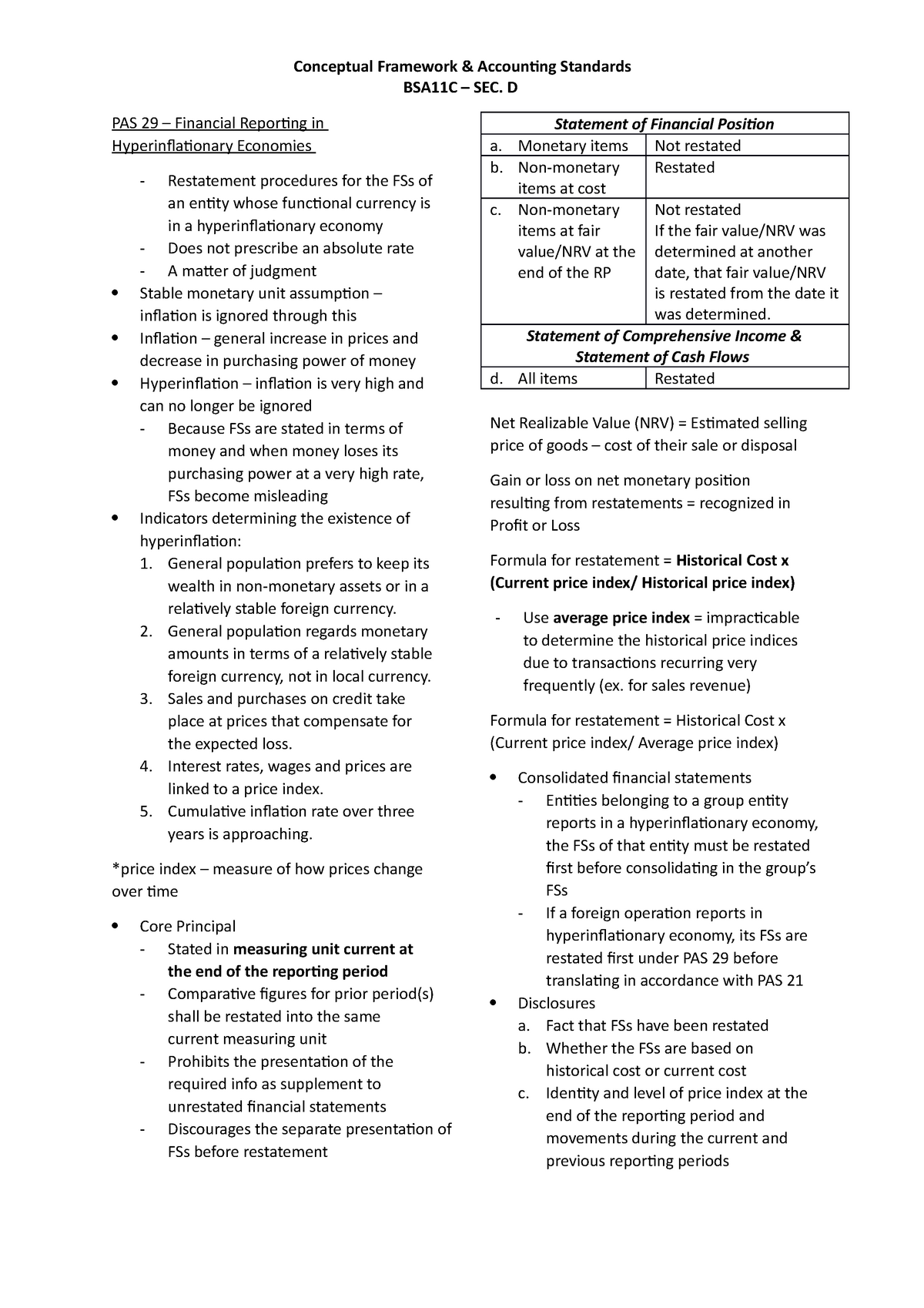 PAS 29 – Financial Reporting in Hyperinflationary Economies ...