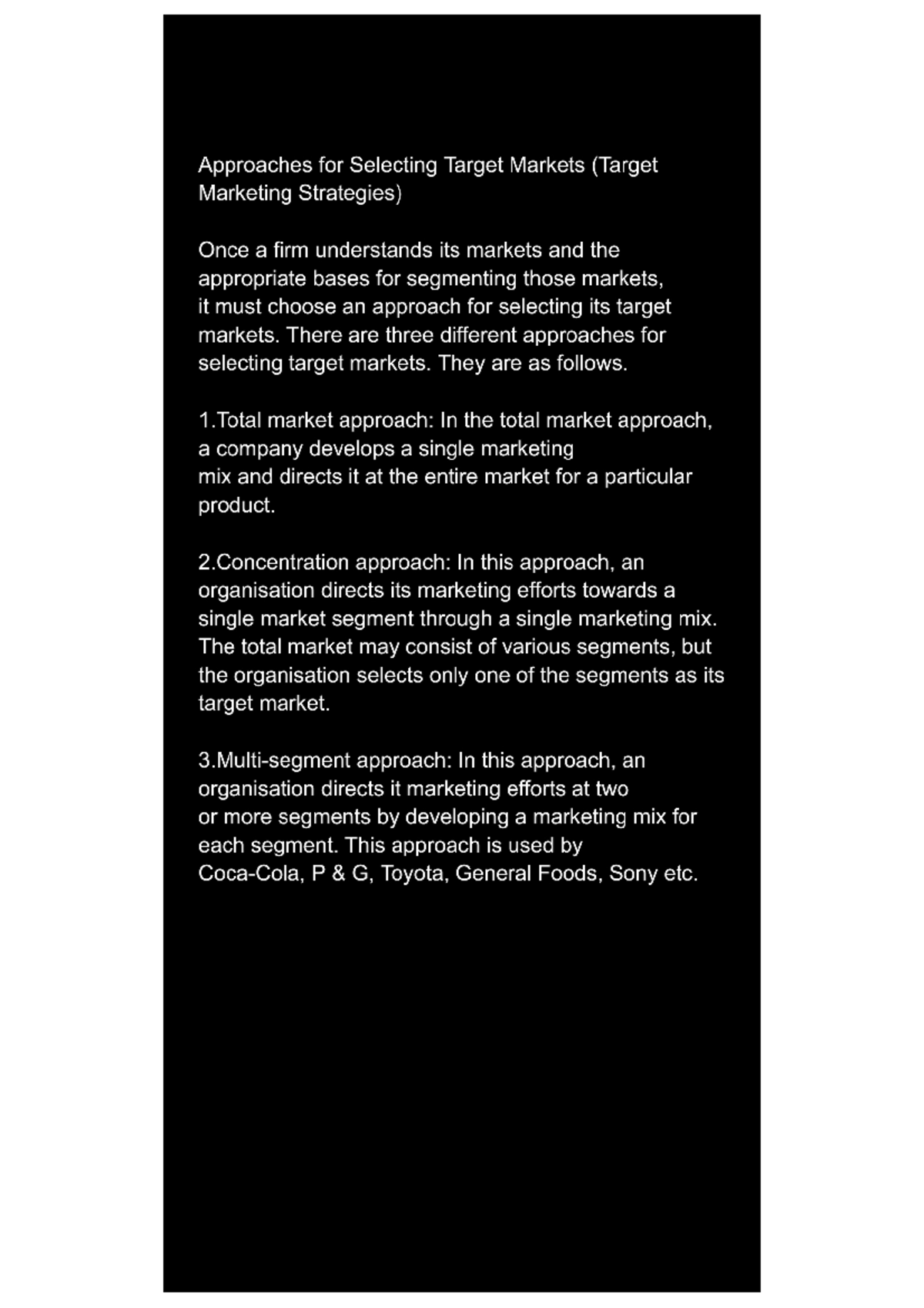 Approaches For Selecting Target Markets Marketing Management Studocu