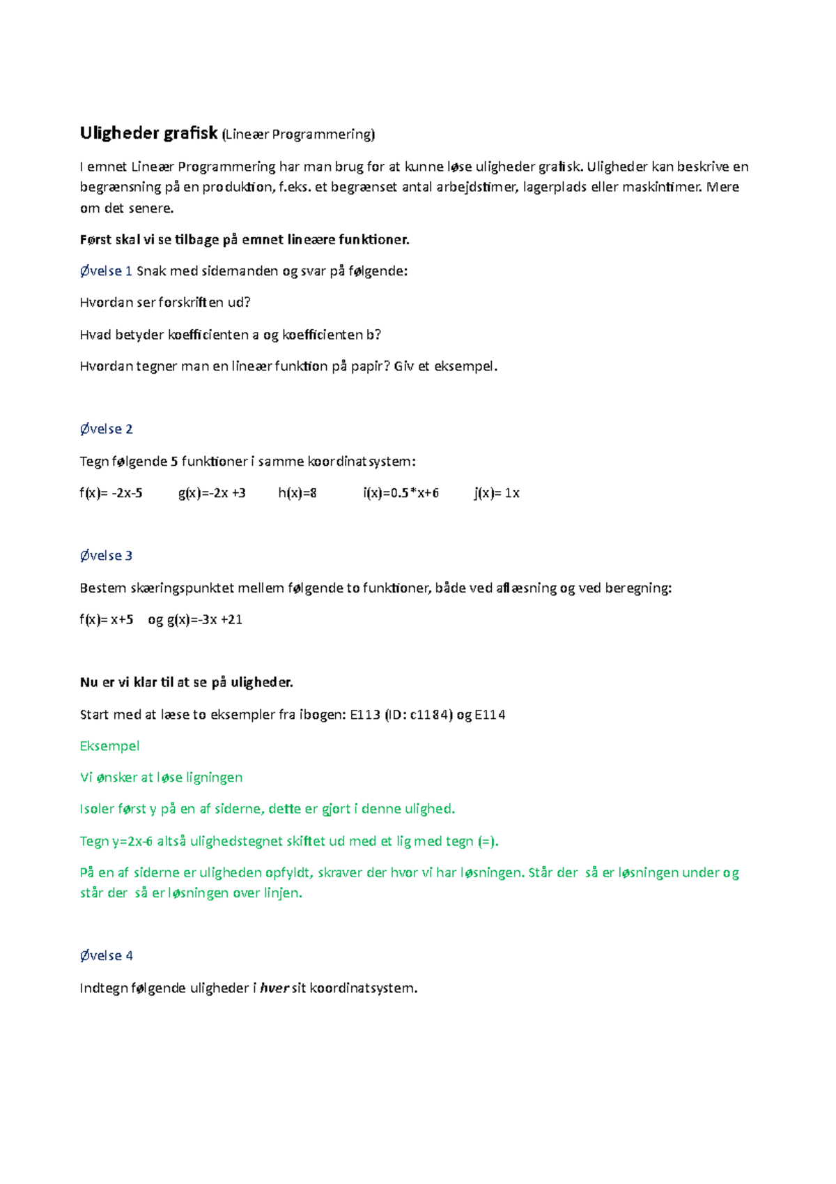 Uligheder grafisk - Matematik - Uligheder grafisk (Lineær Programmering ...