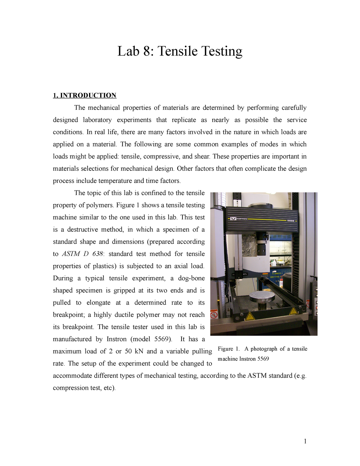 tensile test experiment lab report pdf