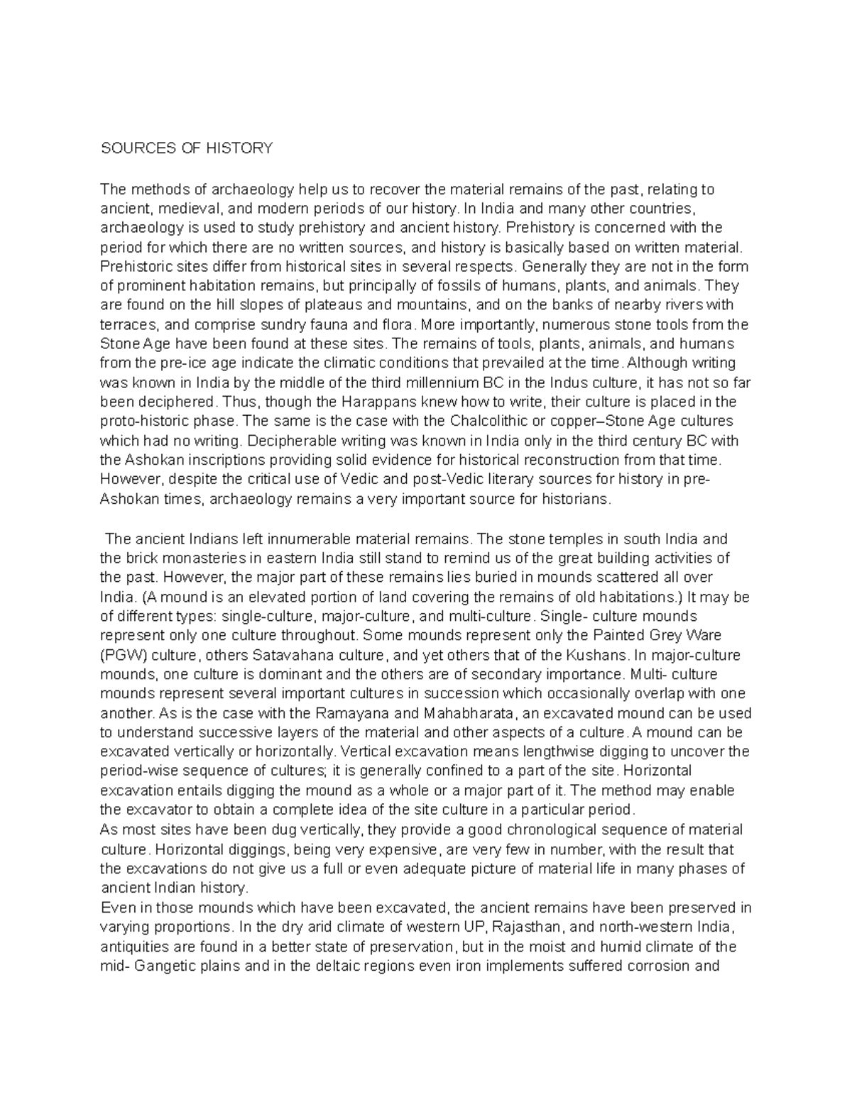 Sources OF History - SOURCES OF HISTORY The methods of archaeology help ...