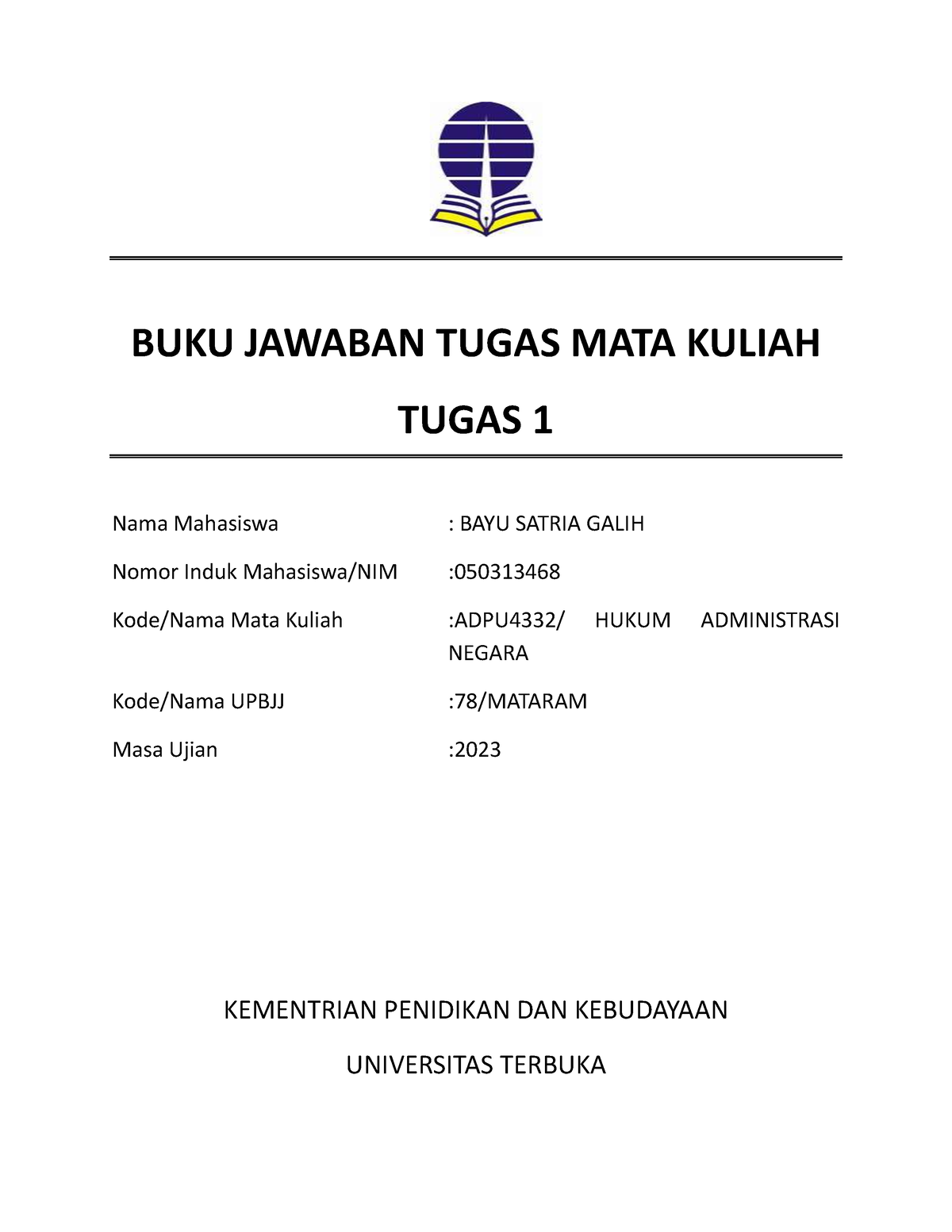 BJT Tugas 1 HAN - OKAY - BUKU JAWABAN TUGAS MATA KULIAH TUGAS 1 Nama ...