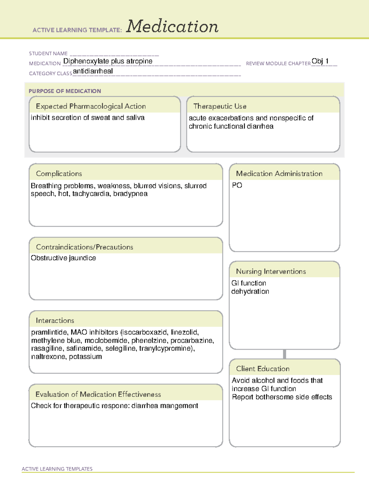 Diphenoxylate plus atropine - ACTIVE LEARNING TEMPLATES Medication ...