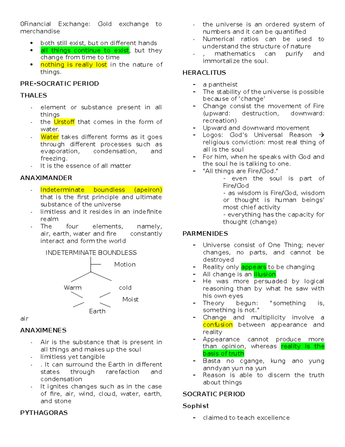 Philo Reviewer Lecture notes 7 0Financial Exchange Gold exchange to merchandise both still