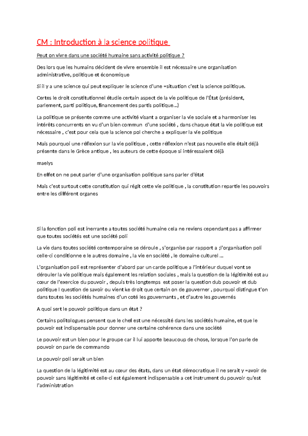 Cm introduction a la science politique - CM : Introduction à la science ...