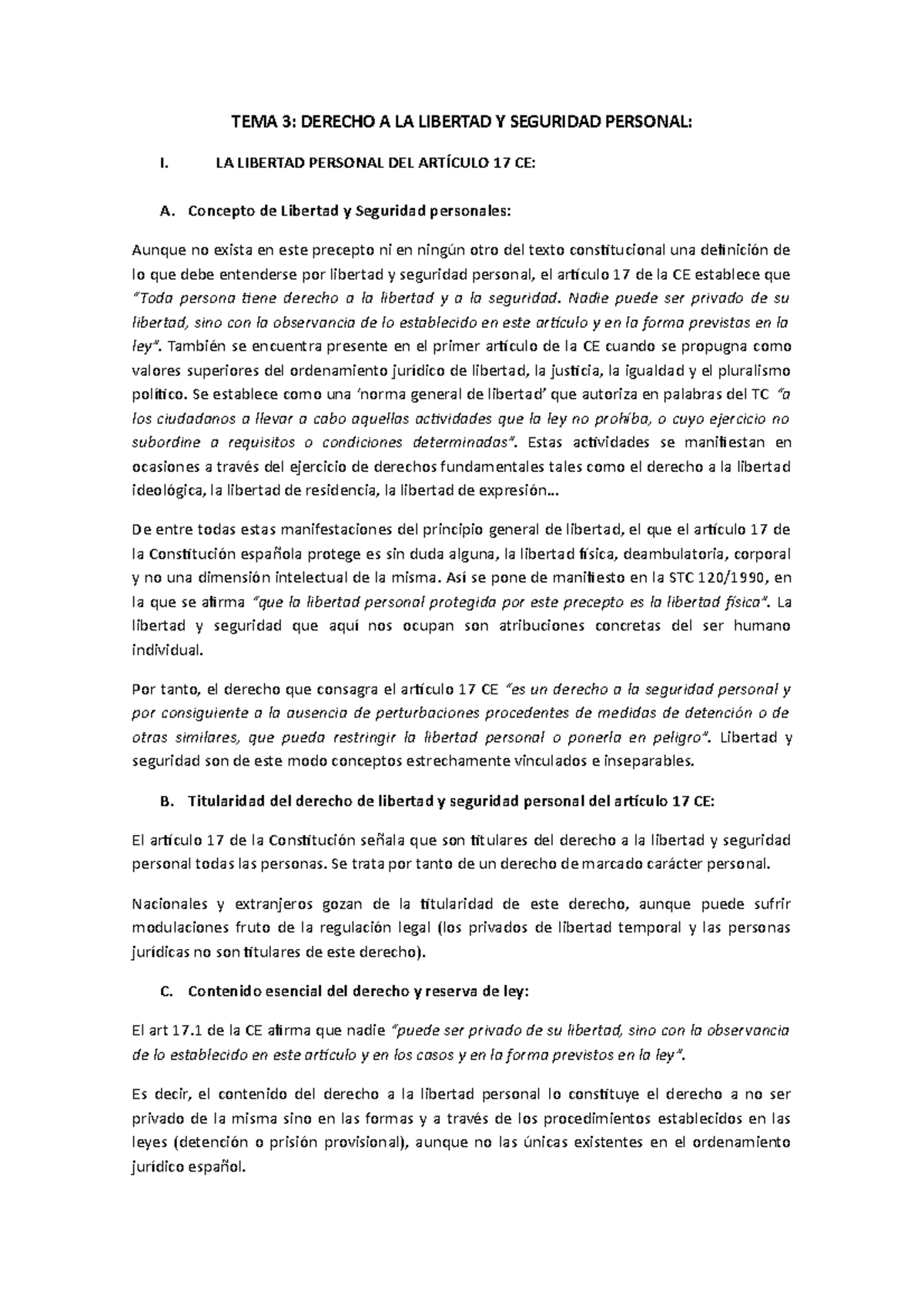 Tema 3 Derecho A La Libertad Y Seguridad Personal Tema 3 Derecho A La Libertad Y Seguridad 9187