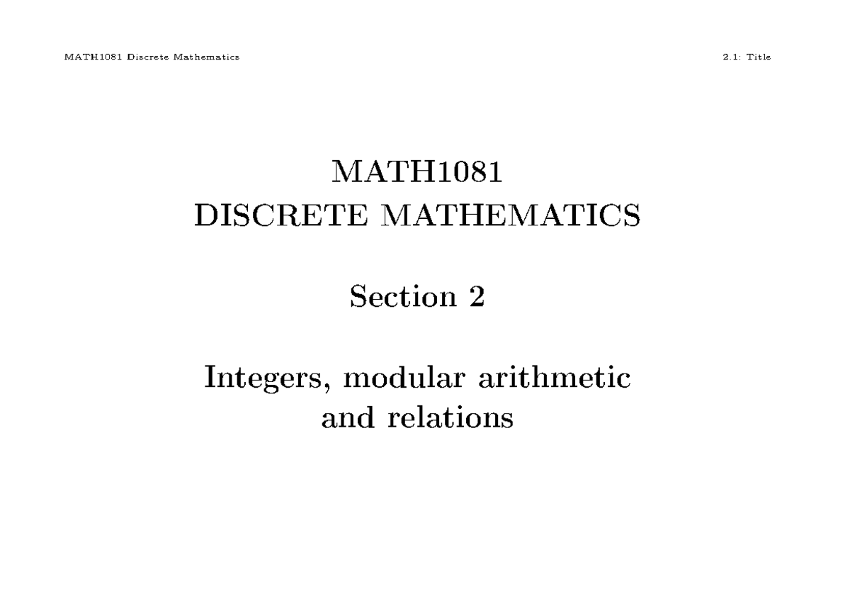 Chapter 2 - 212 - MATH1081 Discrete Mathematics 2: Title - Studocu