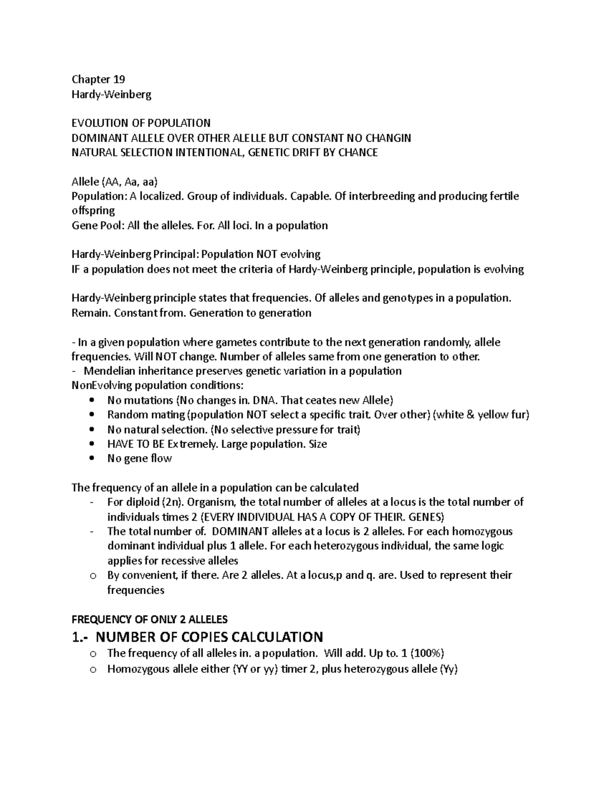 Chapter 19 - Lecture notes on the class about the evolution of ...