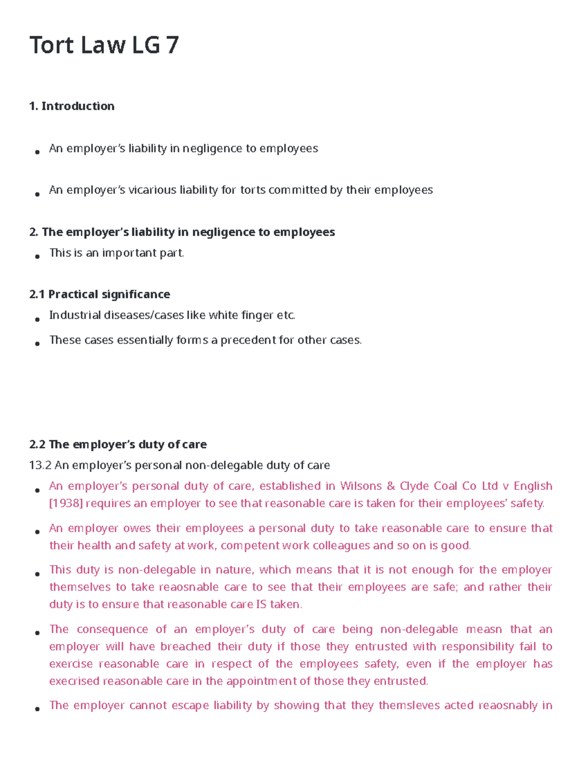 Tort Law LG 7 - Tort Law Large Group 7 - Tort Law LG 7 1. Introduction ...