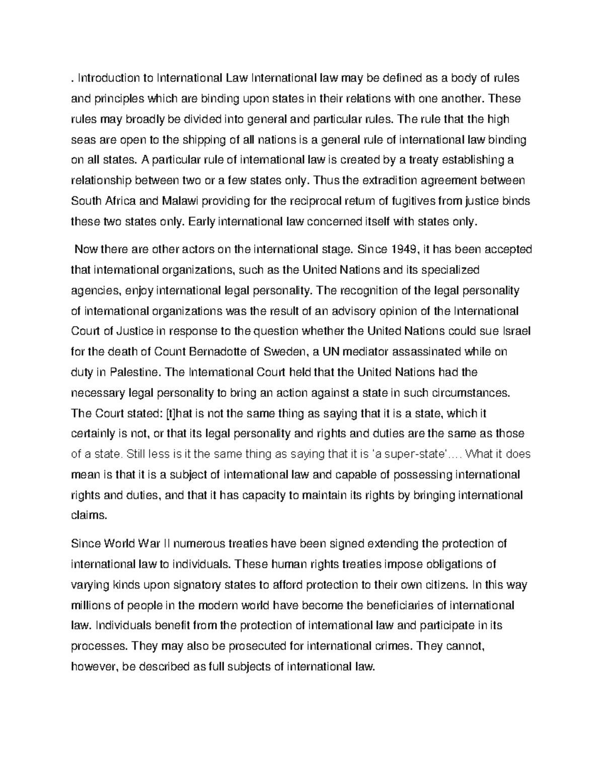 Public Inter. LAW 1 - Introduction notes - . Introduction to ...