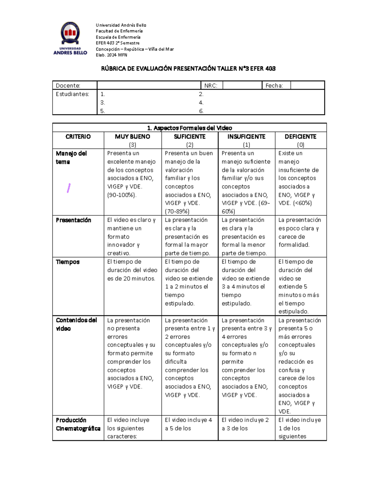 R%C3%9 Abrica+DE+ Evaluaci%C3%93N+ Taller+N%C2%B03 - ####### Facultad ...