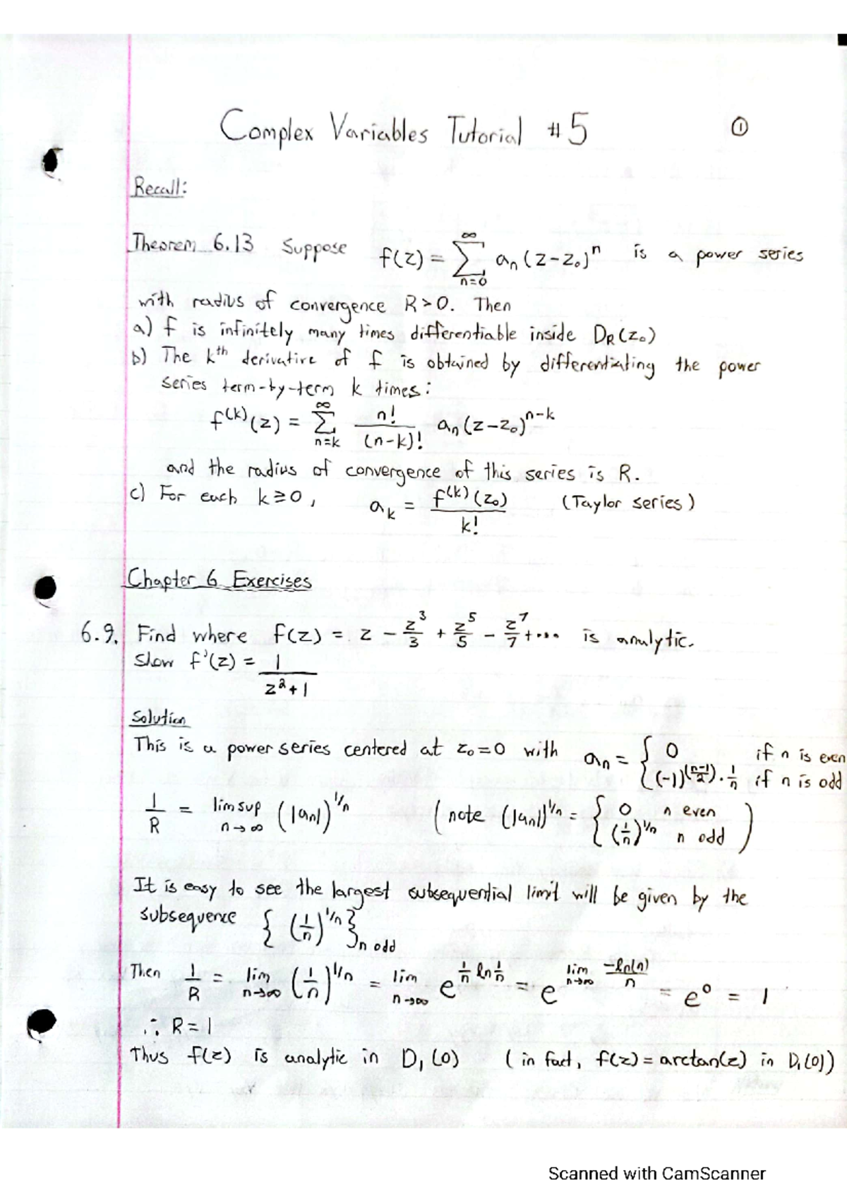 Chapter 5 Tutorial Complex Variable - 62 318 - U Of W - Studocu