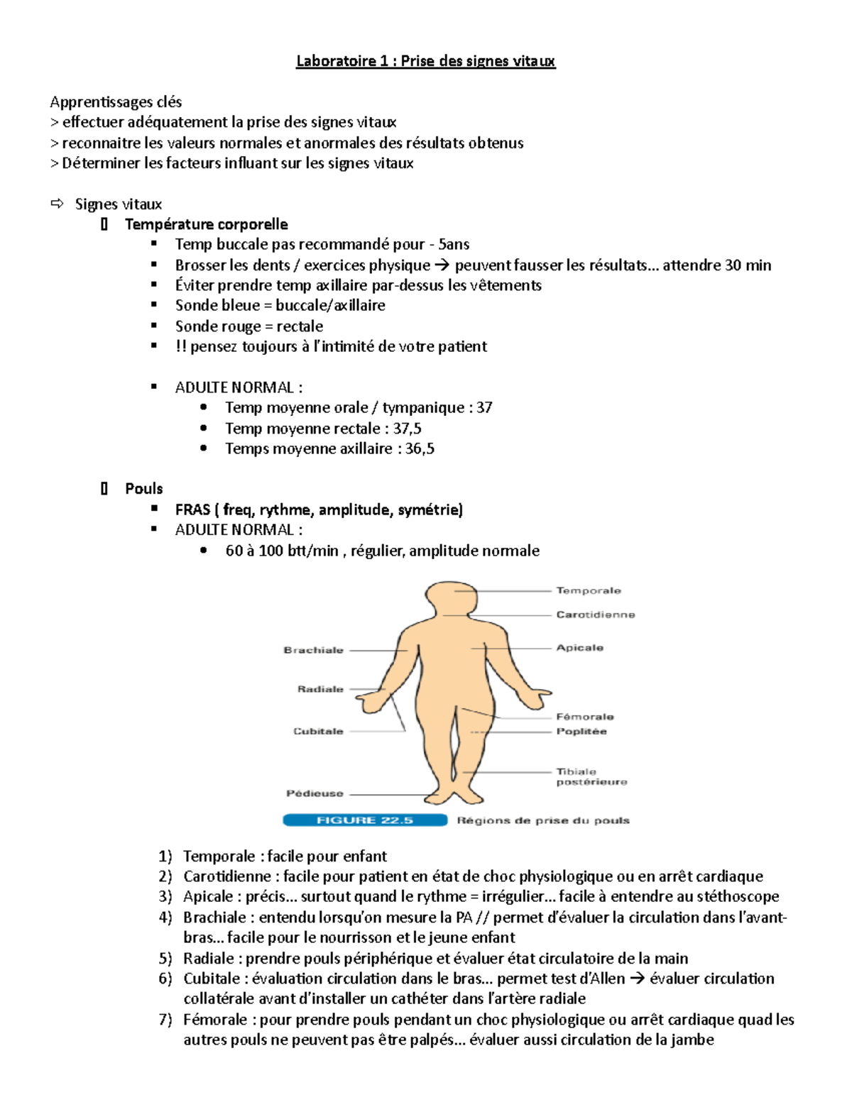 Laboratoire 1 Signes Vitaux Copie 2 - Laboratoire 1 : Prise Des Signes ...