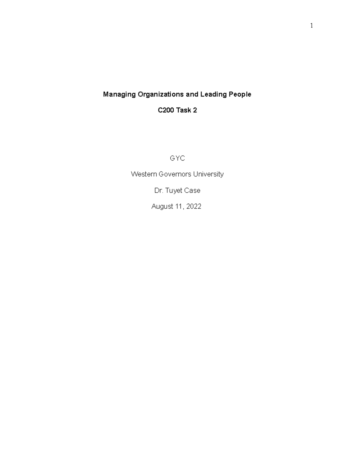 C200 Task 2 - GC - Passed course work - Managing Organizations and ...
