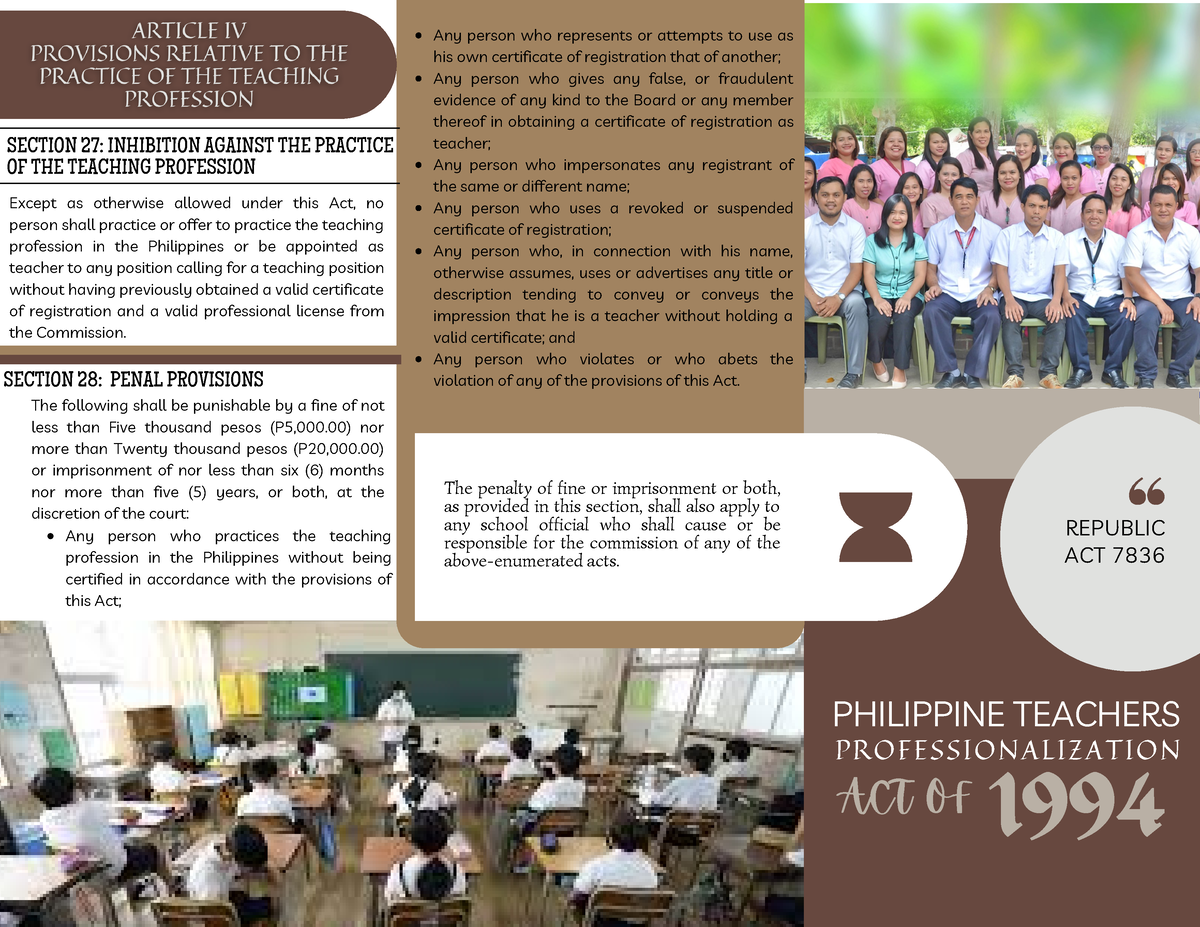 philippine teachers professionalization act of 1994