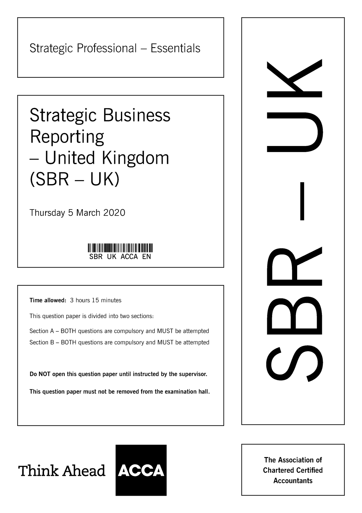 Strategic Business Reporting United Kingdom (SBR UK) Thursday 5 March ...