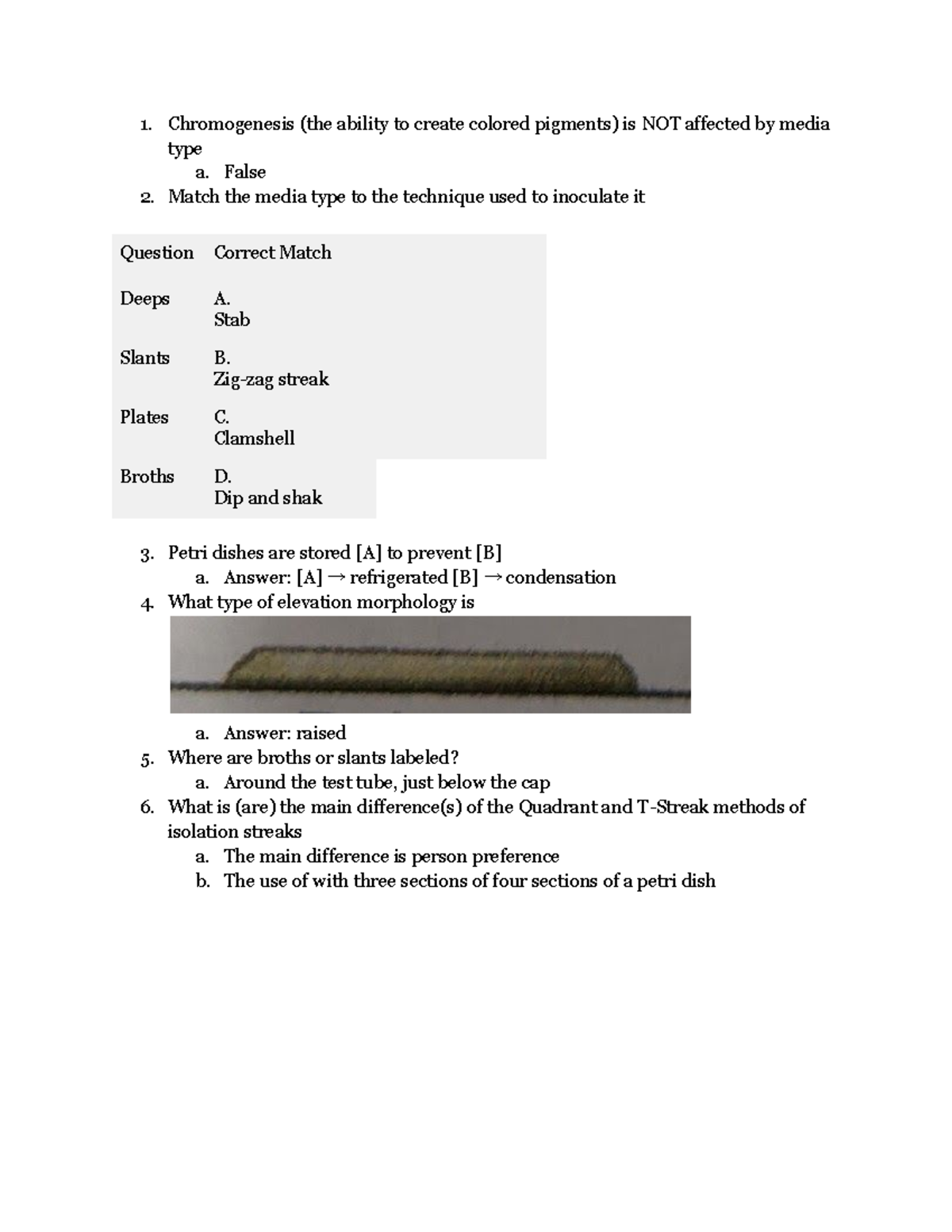 Microbiology lab 2 quiz Chromogenesis (the ability to create colored