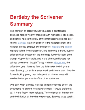 bartleby the scrivener thesis statement