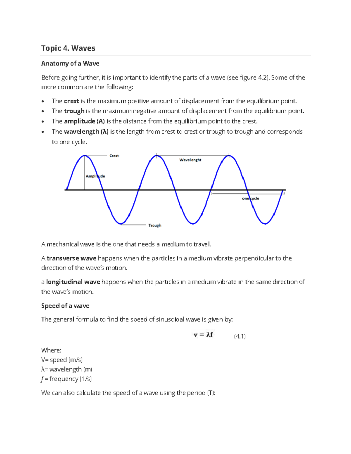 Topic 4 Notes-Mass and energy-Valentina - Topic 4. Waves Anatomy of a ...