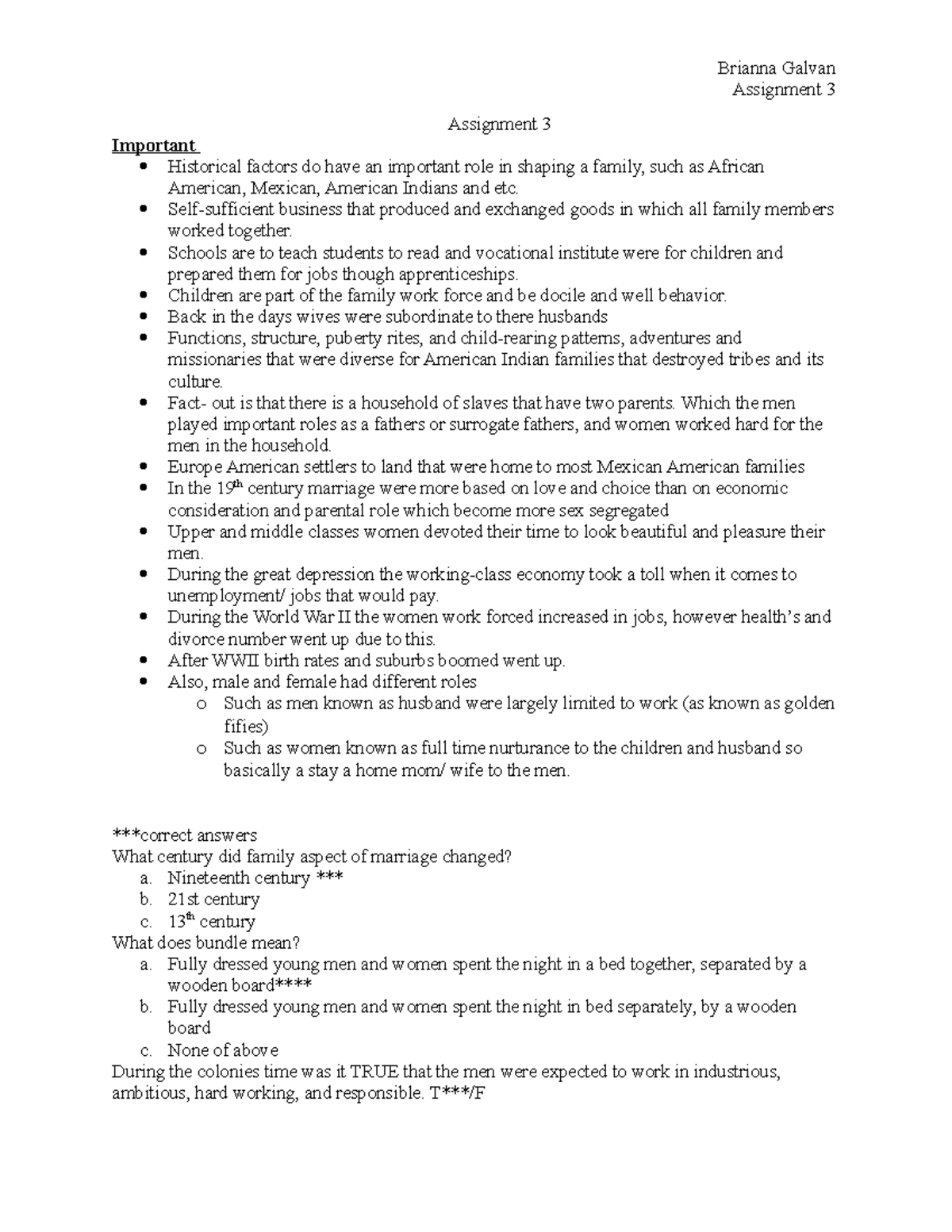 Family assignment 3 - notes for each chapter - Brianna Galvan ...