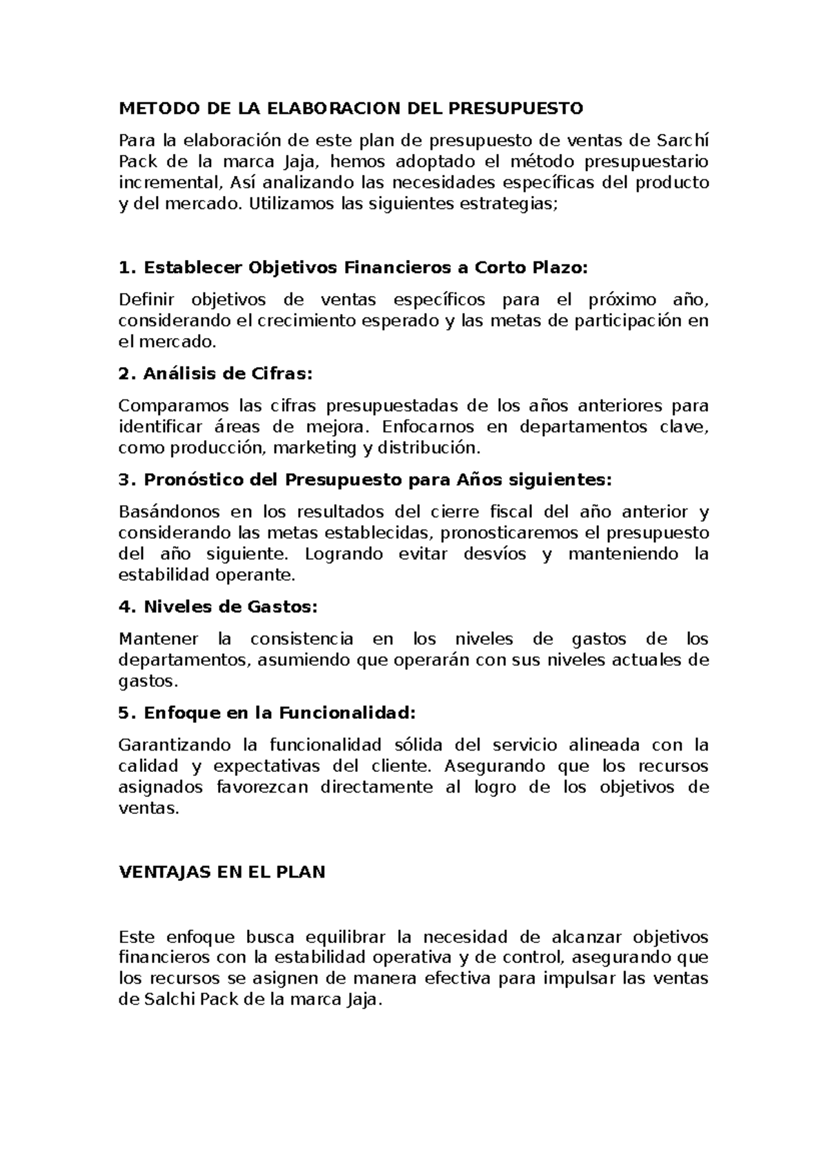 Metodo DE LA Elaboracion DEL Presupuesto - METODO DE LA ELABORACION DEL ...