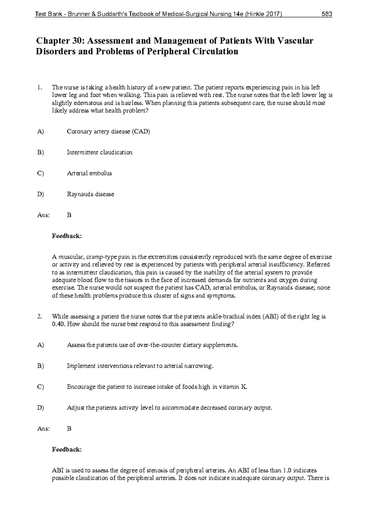 Ch 30 - Test Bank - Chapter 30: Assessment And Management Of Patients ...