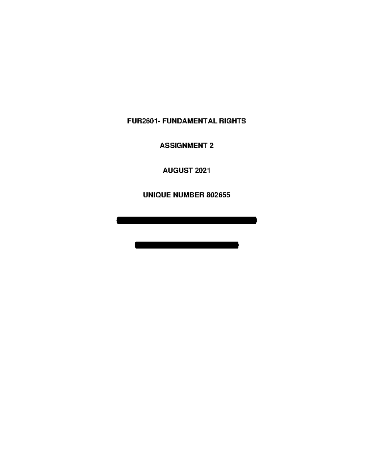 Assignment 2. 802655 - FUR 2601 - FUNDAMENTAL RIGHTS ASSIGNMENT 2 ...