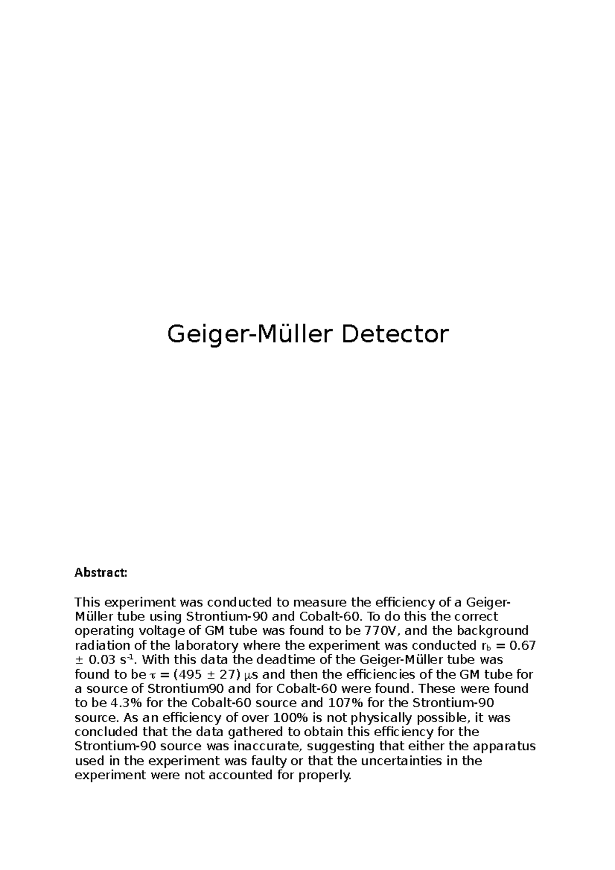Geiger Müller Tube Lab Report 4 copy GeigerMüller Detector