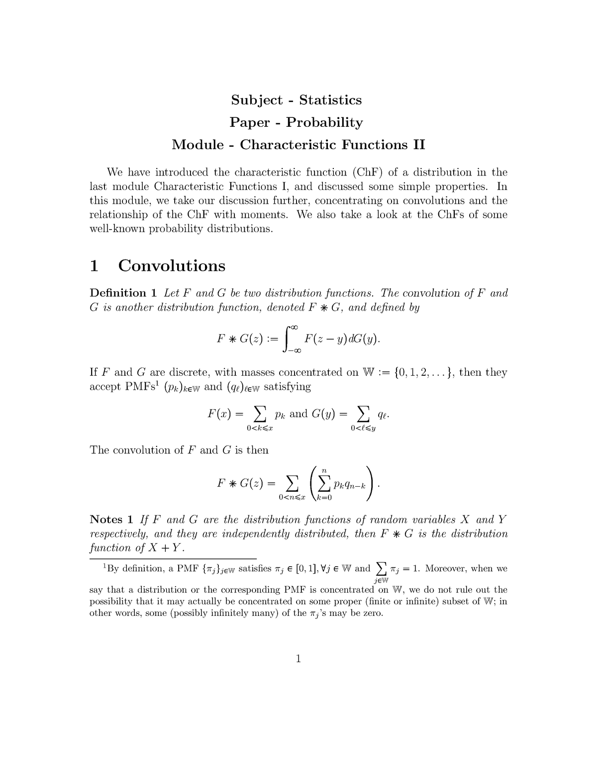 Probability -Characteristic Functions-2 - Probability 1 - Studocu