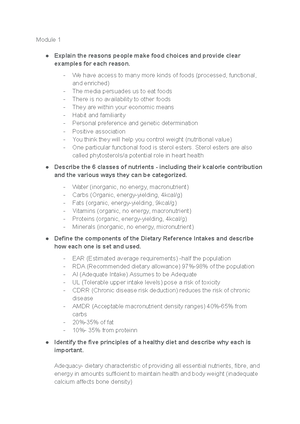 Nutrition Study Notes #1 - Nutrition Notes Chapter 1: An Overview of ...