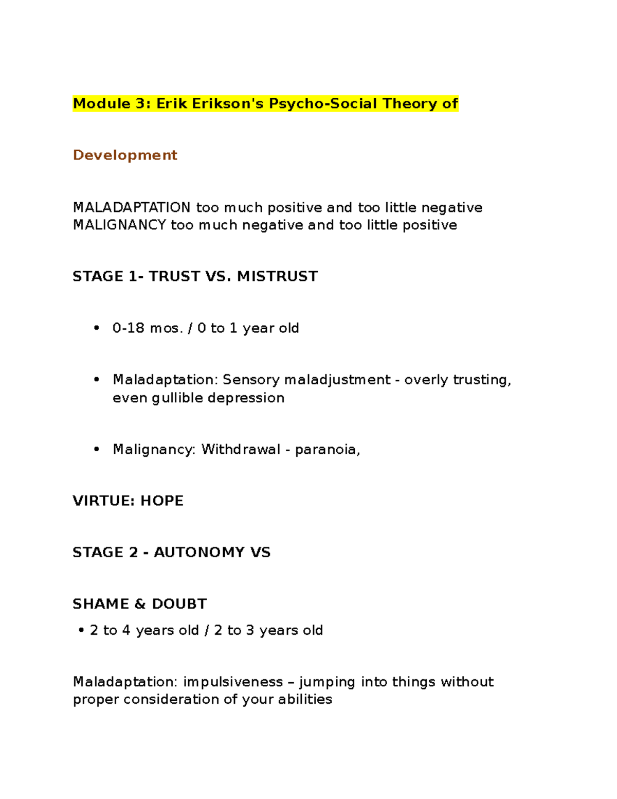 ERIK Erickson PART Facilitating Module 3 Erik Erikson's Psycho
