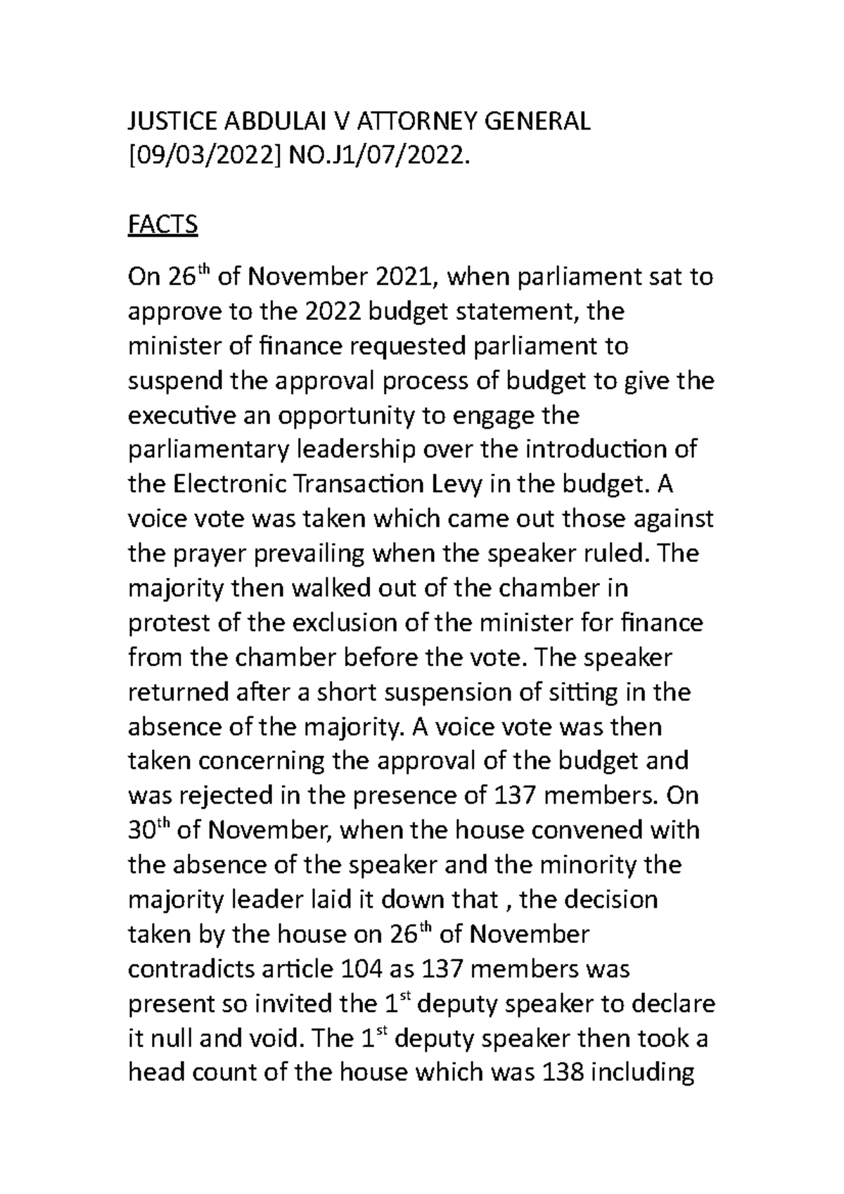 Justice Abdulai V Attorney General JUSTICE ABDULAI V ATTORNEY GENERAL