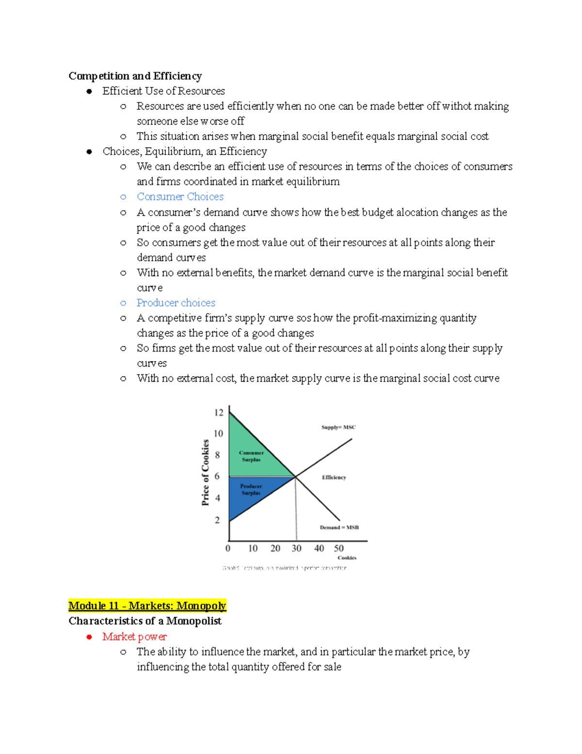 Econ B251: Monopolies - Competition And Efficiency Efficient Use Of ...