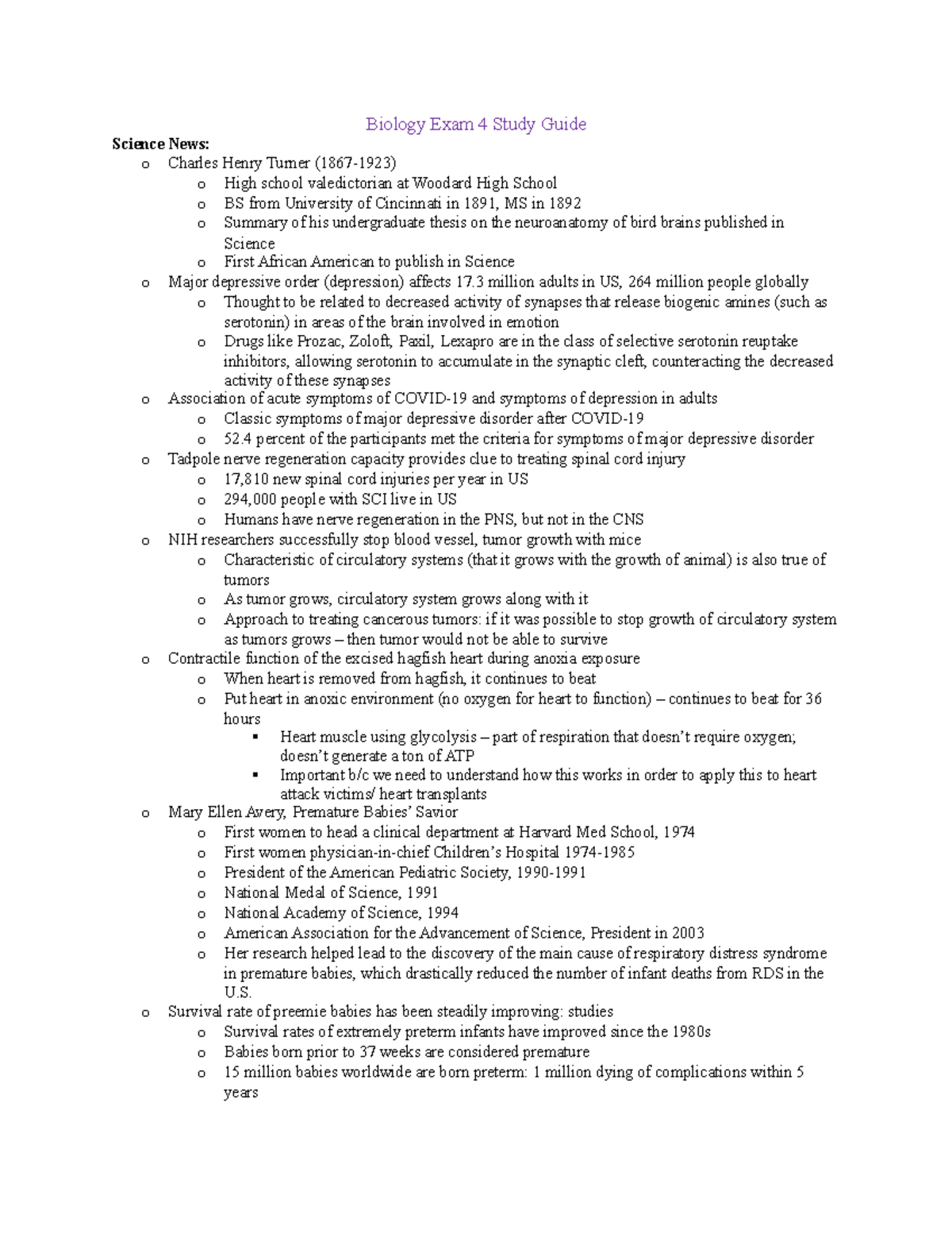 Biology Exam 4 Study Guide - Biology Exam 4 Study Guide Science News: O ...