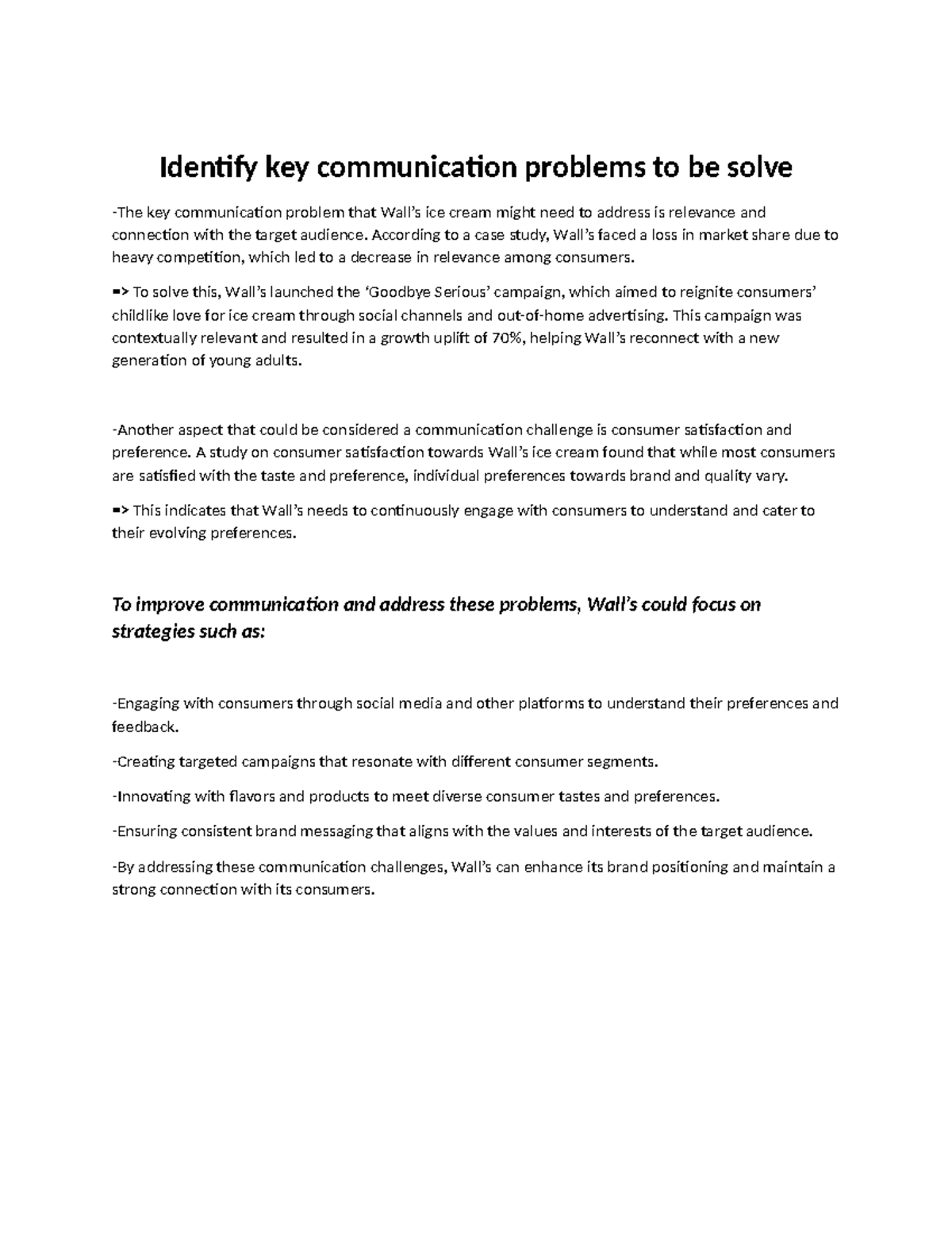 Identify key communication problems to be solve - According to a case ...