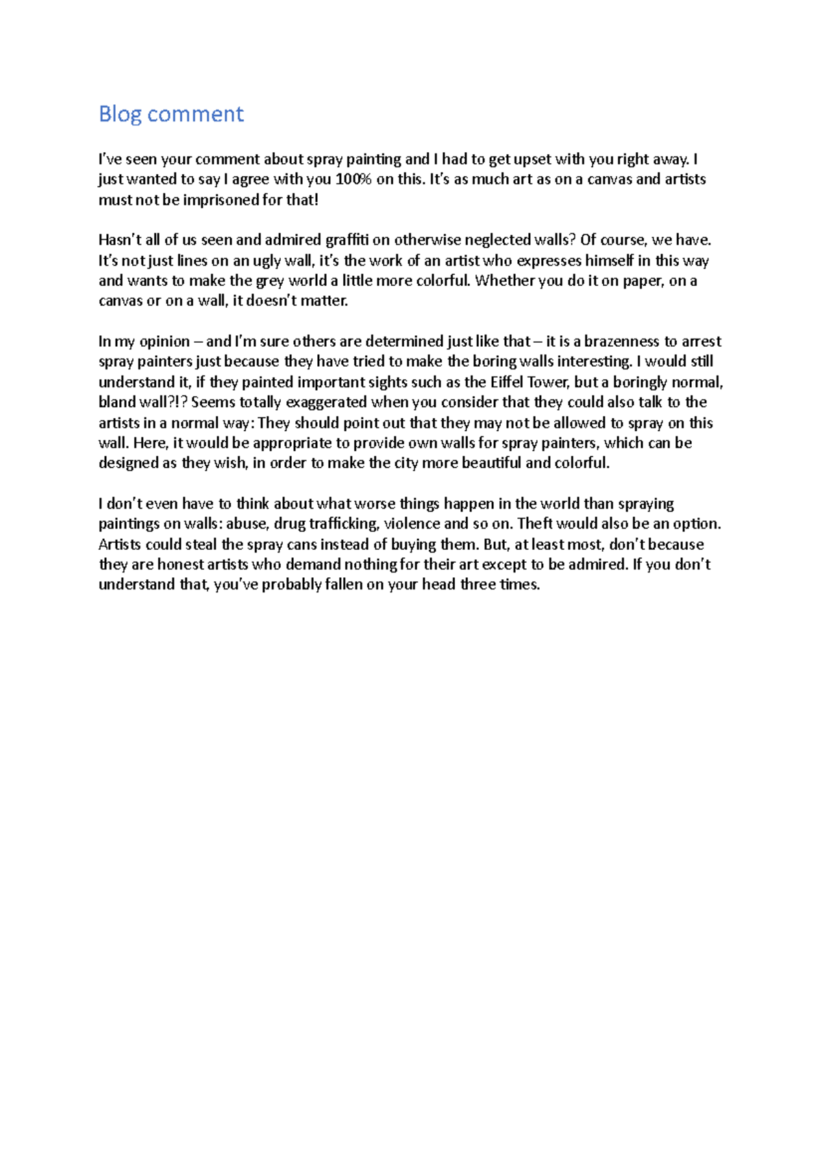 English Blog Comment Spraying - Blog comment I’ve seen your comment ...