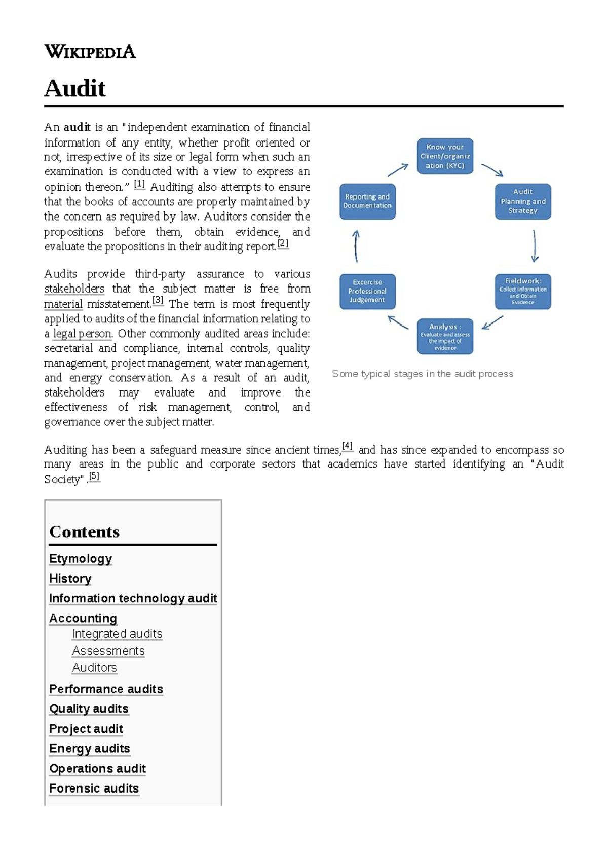 Audit - Some typical stages in the audit process Audit An audit is an ...