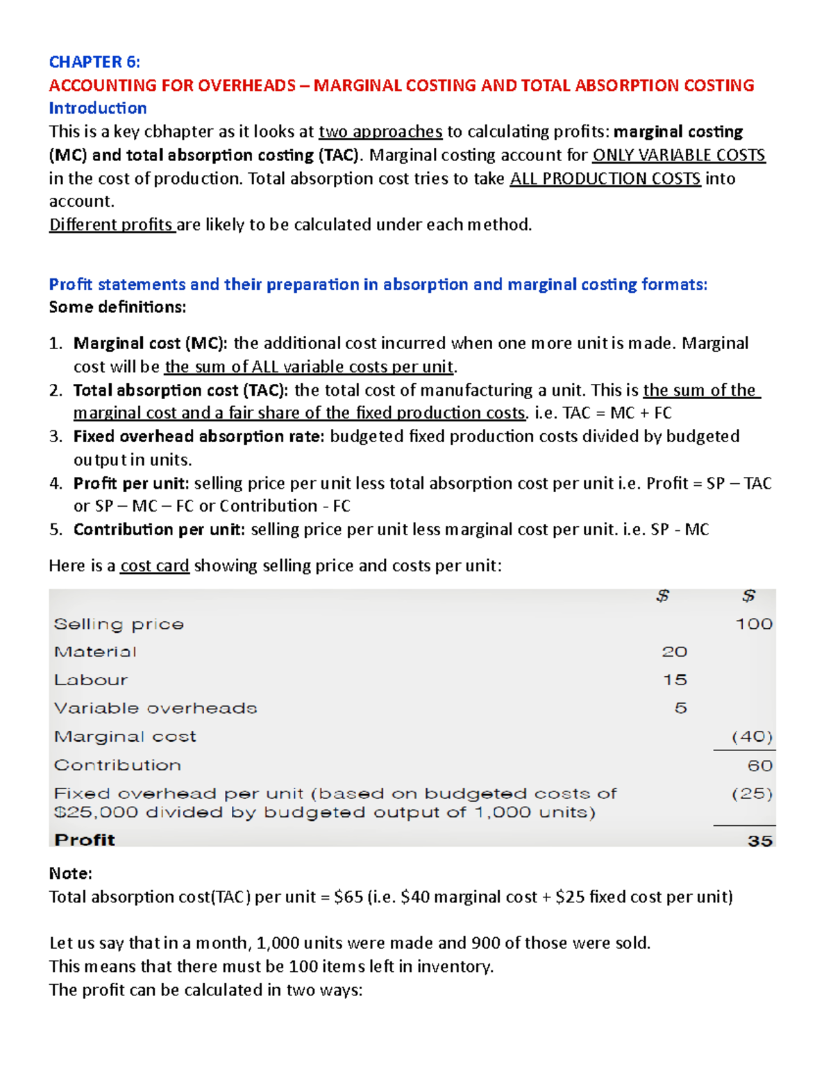 Management Accounting - CHAPTER 6: ACCOUNTING FOR OVERHEADS – MARGINAL ...