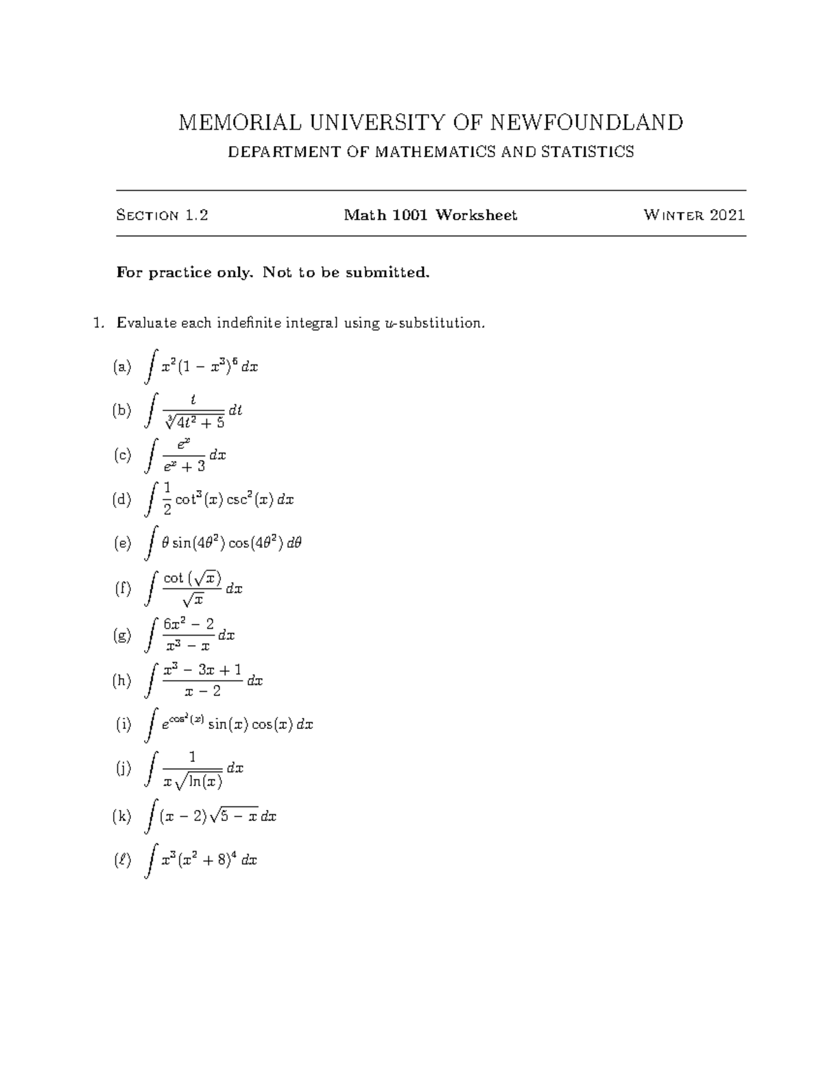 Calculus Worksheet Calculus Worksheet Calculus Worksheet - MEMORIAL ... image.