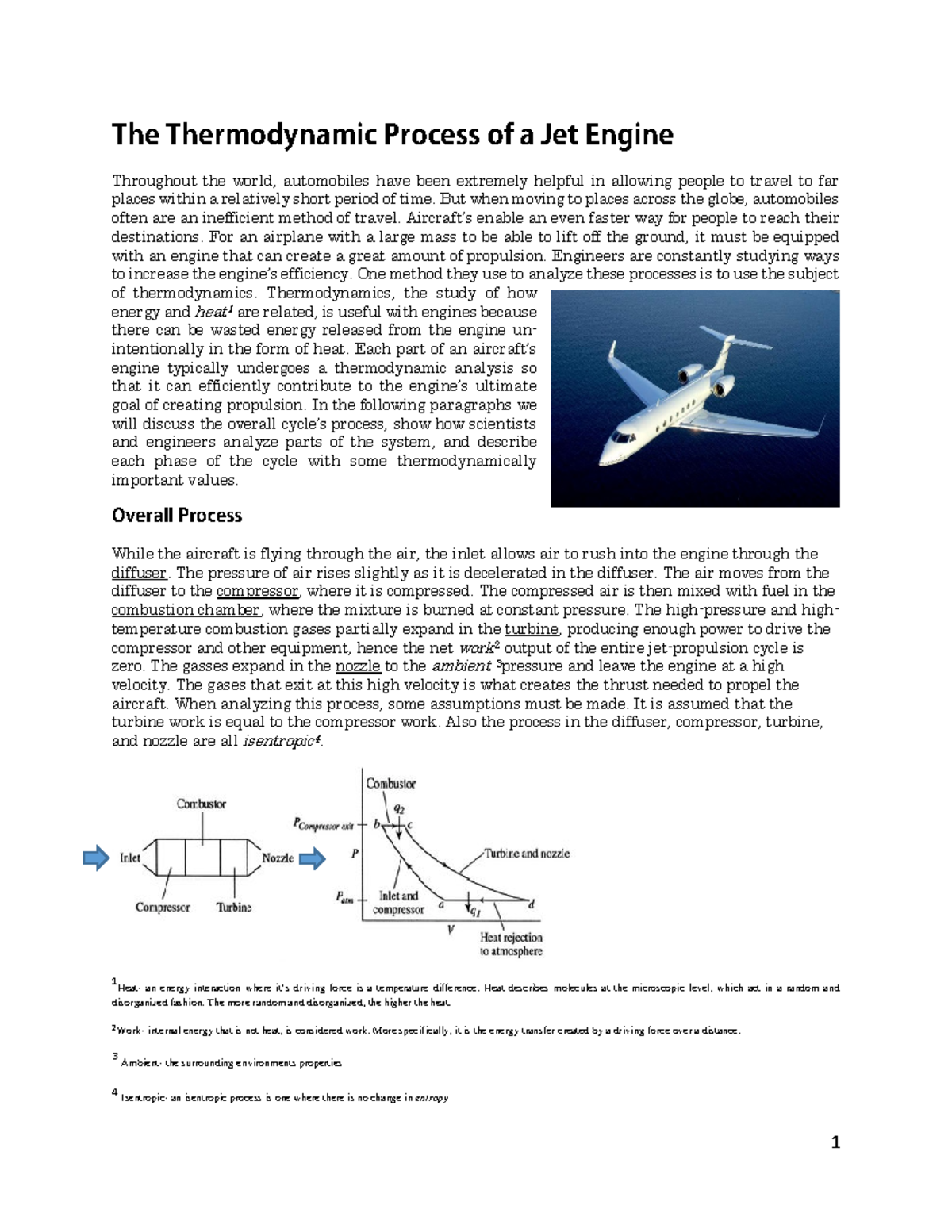 How jet engines work - Problem solutions and the aircrafts - 1 The ...