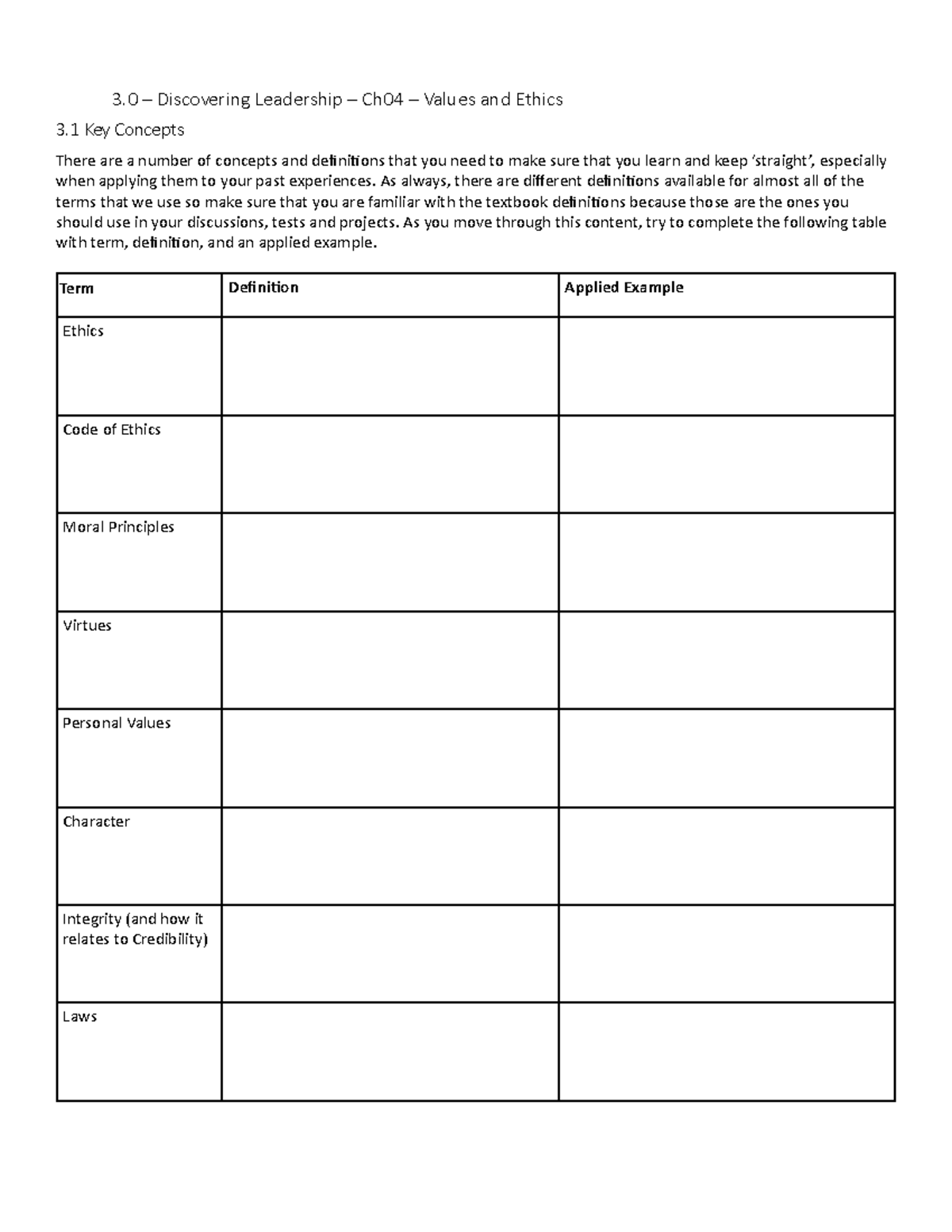 OL202 Lesson 4 - 3 – Discovering Leadership – Ch04 – Values and Ethics ...