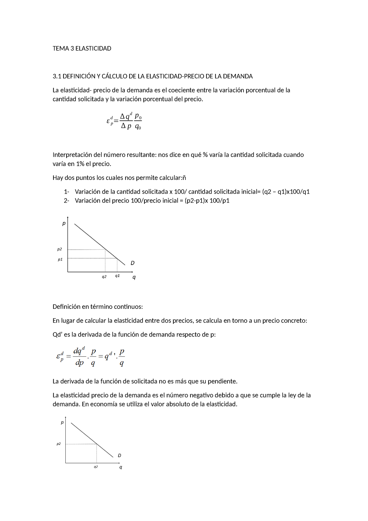 TEMA 3 Elasticidad - TEMA 3 ELASTICIDAD 3 DEFINICIÓN Y CÁLCULO DE LA ...