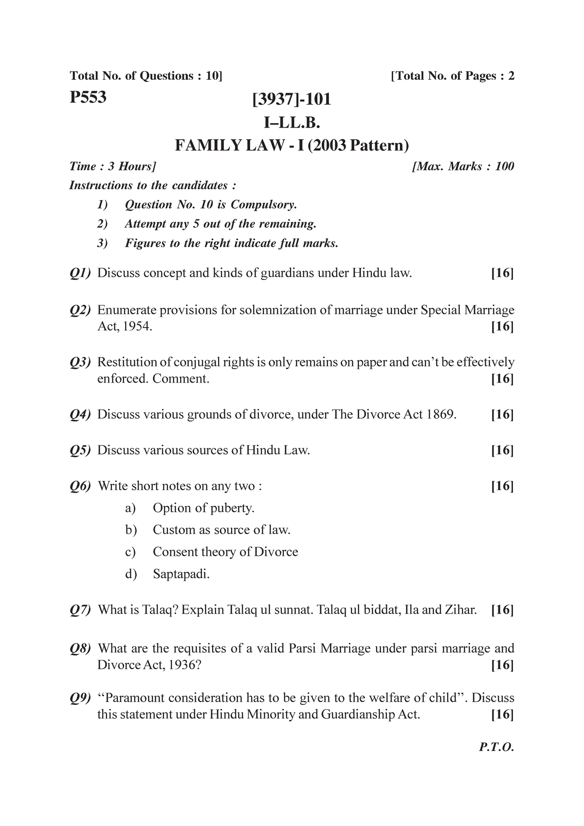 family law 2 research paper topics